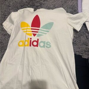 Adidas women White T-Shirt with Multicolor Logo